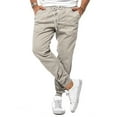 thumbnail image 2 of Vedolay Mens Pants Casual Drawstring Waist Loose Fit Cropped Jogger Cargo Pants Beige,2XL, 2 of 5