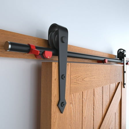 6FT Sliding Bypass Barn Door Hardware Kit for Double Wooden Doors Heavy Duty Easy Install Black
