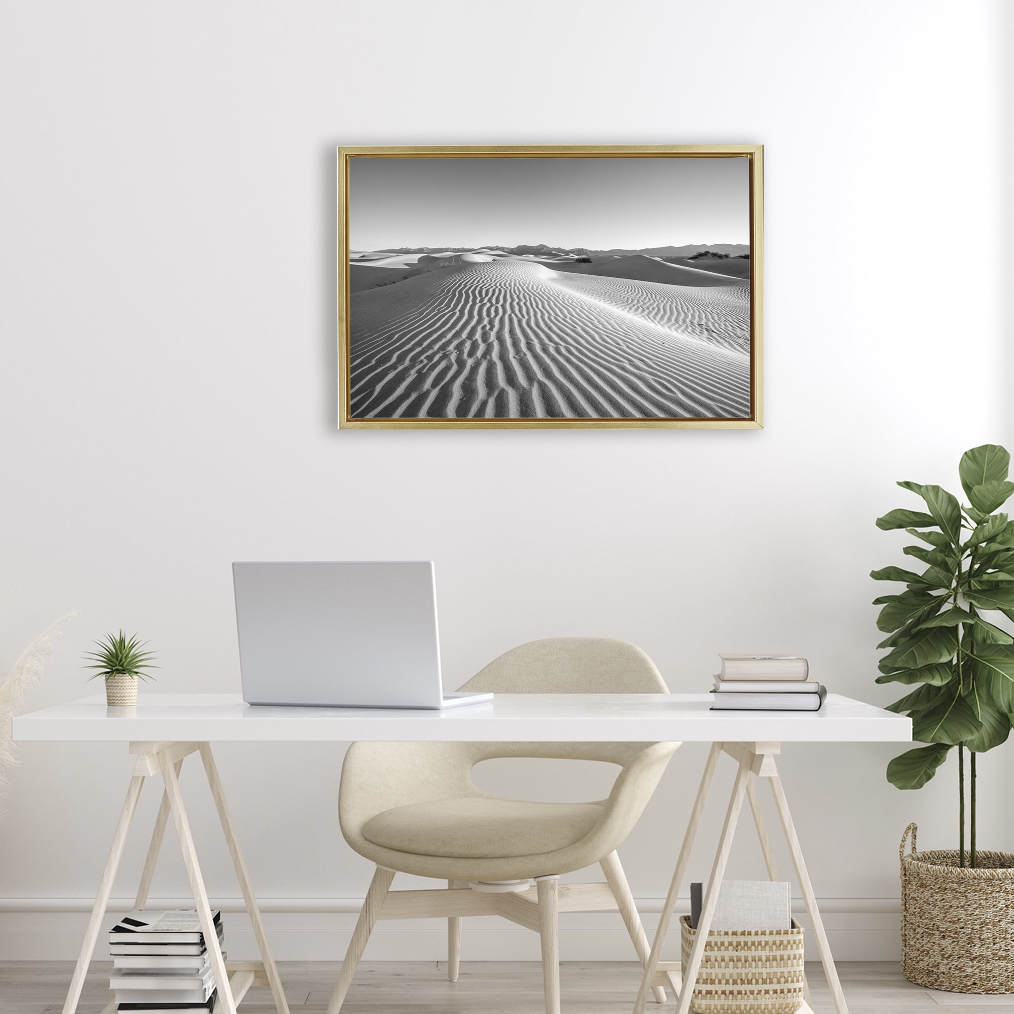 Stupell Industries Sand Waves In The Distance Gold Framed Floater Canvas Wall Art, design by Jon Evan