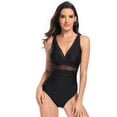 thumbnail image 2 of LYMAYTER Women's One Piece Bathing Suit Tummy Control V-Neck Bathing Beach Pool Essentials S-2XL, 2 of 10