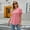 Pink, variant on Women's Ruffle Sleeve Loose Tunic Blouse V Neck Shirts Casual Summer Tops