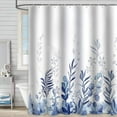thumbnail image 4 of VOTRUDI Waterproof Polyester Shower Curtain Blue White Botanical Bathroom Decor 71x79in with Rust-Proof Hooks, 4 of 6