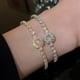 thumbnail image 2 of Pulsera de moda moderna con circonitas y diamantes de imitación en oro rosa para mujer, 2 of 4