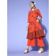 thumbnail image 6 of eloria Women Orange Ethnic Motifs Printed Pure Cotton Anarkali Kurta Set with Dupatta, 6 of 7