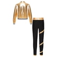 thumbnail image 2 of iEFiEL Girls Hip Hop Street Dance Outfit Metallic Long Sleeve Bomber Jacket with High Waist Pants Activewear Gold 10, 2 of 5