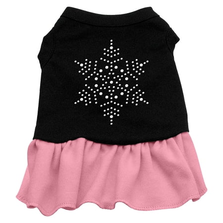 Xs Harness Dress - Snowflake Rhinestone Dress Black with Pink XS (8)