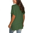 thumbnail image 2 of Anbech Womens Tops Casual Short Sleeve V Neck T Shirts Simple Solid Color Summer Loose Tops, 2 of 5