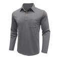 thumbnail image 6 of CAIVO Polo Shirts For Men Casual Shirt Long Sleeve Classic Plaid Button With Pockets Lapel Golf Tops Stretchy , S, 6 of 7