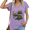 2-Purple, variant on UNISHE Womens Colorful Otter Nature Print V Neck Top Casual Summer Short Sleeve Tee