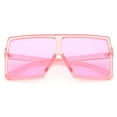 thumbnail image 2 of Newbee Fashion Square Vintage Oversized Large Frame Fashion Sunglasses for Women, Men, Junior Teen, Rectangle Flat Top Composite Frame, Big Wind Shield Lens, UV 400, Pink Frame Pink Lens, 2 of 2