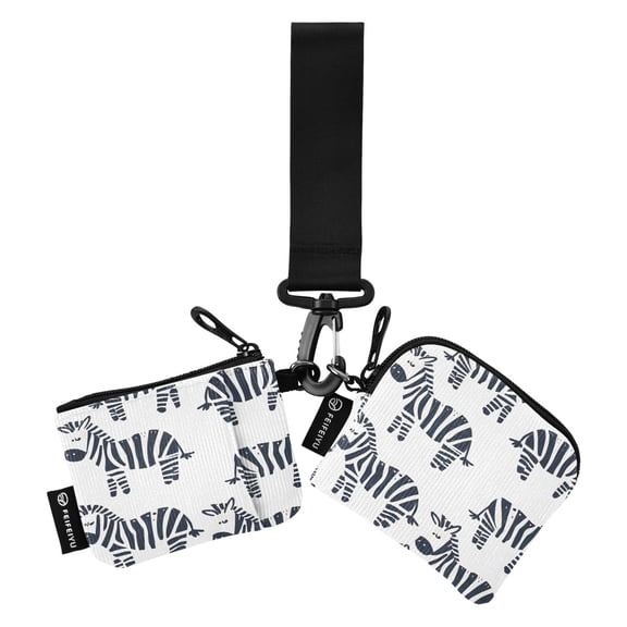 Portable Coin Purse Two 4.13x4.13 Iinches 4.13x3.5 Inches Wrist Coin Purse Keys Coin Purse Portable Women's Purse Black Zebra
