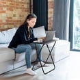 thumbnail image 2 of Folding TV Dinner Tray Table with No Assembly Required, Portable End Table for Eating, Foldable Snack Table for Bed Sofa, Black, 2 of 7