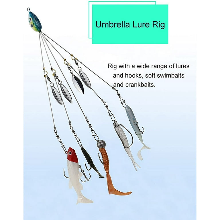 Umbrella Rigs for Bass Stripers Fishing, Freshwater Fishing Swimbait Lures  Rig Kit, Blue 