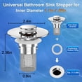 thumbnail image 2 of Bathroom Sink Drain Strainer, Pop Up Sink Drain Filter with Removable Stainless Steel Filter Basket Hair Catcher, Bathroom Sink Drain Stopper, for Us Bathroom Sink Stopper Replacement, 2 of 9
