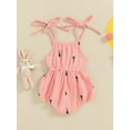 thumbnail image 4 of Biekopu Baby Girls Rompers Cherry/Carrot Print Sleeveless Bowknot Spaghetti Straps Toddler Clothes Infant Bodysuits, 4 of 9