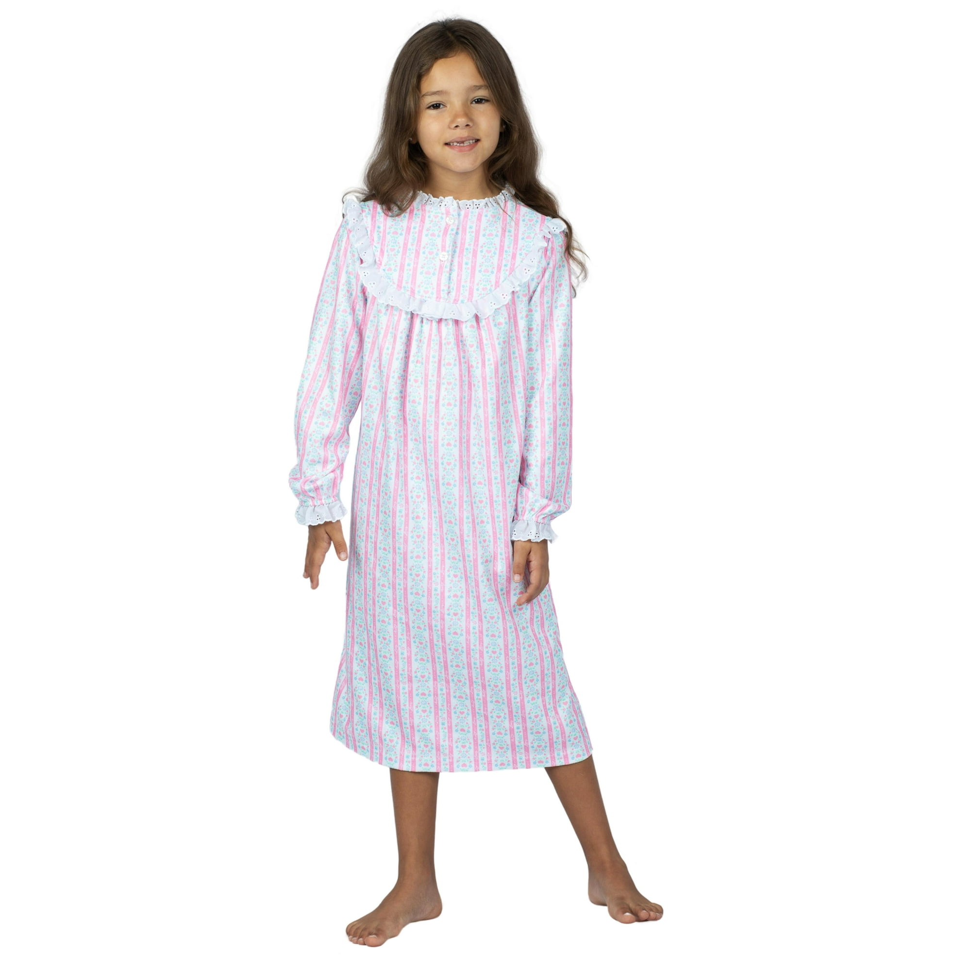 Lanz Girls Nightgown Ruffle Granny Gown Long Sleeve Pajama Walmart