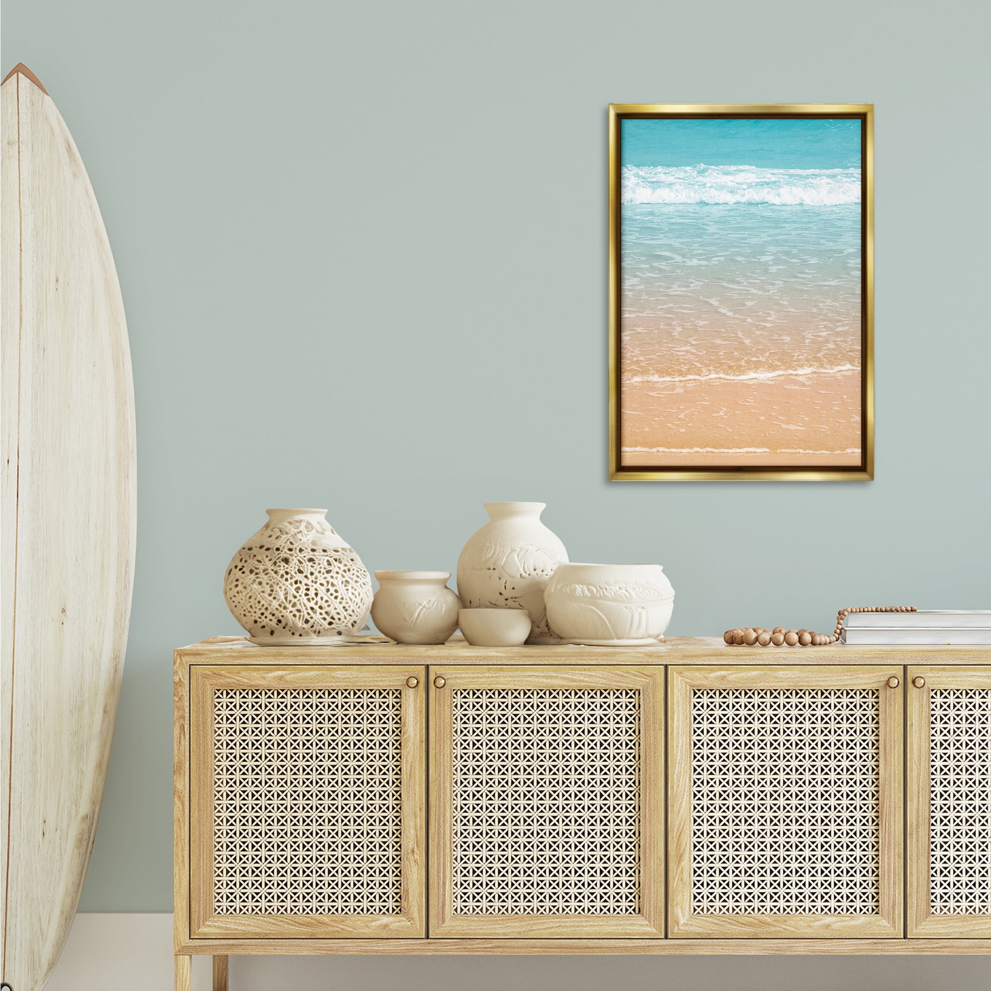 Stupell Industries Clear Summer Waters Nautical & Beach Photography Gold Floater Framed Canvas Art Print Wall Art, 21 x 31