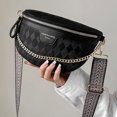 thumbnail image 2 of Riñonera para Mujer Bolsos Mano Cadena Correa Ancha Portátil Entramado Rómbico Fin Semana, 2 of 8