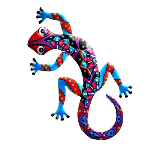 Decoración de pared de geco, escultura de pared de lagarto de metal, decoración de pared de geco para exteriores rojo