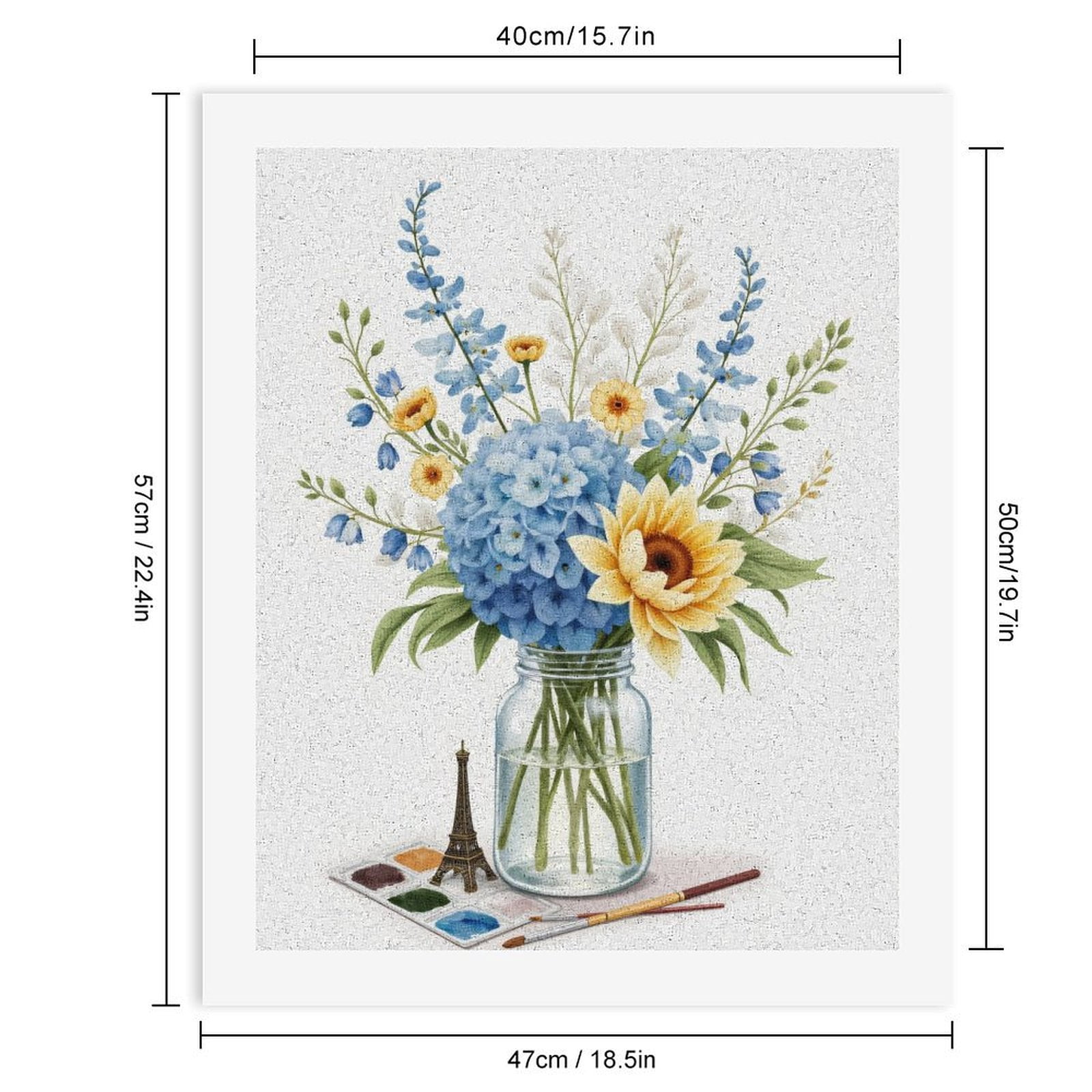 Paint By Numbers Kit for Adults Beginner - Blue Bouquet Sunflower Jar Art DIY Canvas Painting Kits for Adults, Frameless Paint By Number for Adults for Home Wall Decor 16x20 Inch