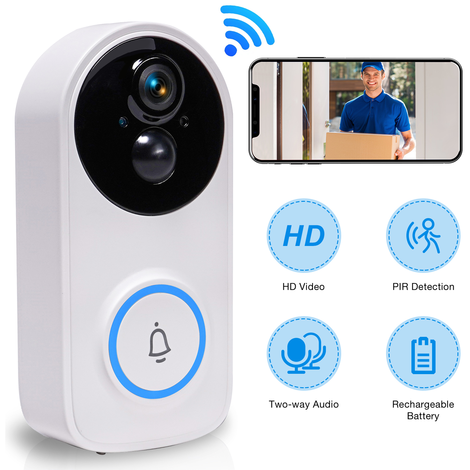 TOPVISION Wireless Video Doorbell Camera, 3MP Smart Doorbell Camera