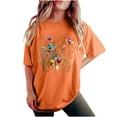 thumbnail image 2 of LEBONYARD Womens Summer Tops Shirts,Tops for Women Trendy Sexy 50% off clear,Women's Fashion Summer Round Neck Drop Sleeves Leisure Short Sleeve Flower Printing Tops Orange M, 2 of 7