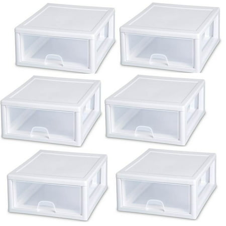 Sterilite 23018006 16 Quart Stacking Plastic Storage Drawer Containers (6