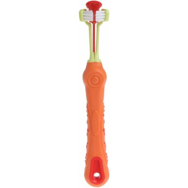 Cepillo de dientes para mascotas, cepillo de dientes de tres cabezas y más Cuidado de la respiración Perros Gatos Gatos Limpieza de la boca Conveniente y práctico -