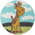thumbnail image 2 of Unique Loom Whimsy Kids Collection Area Rug - Giraffe (3' 3" Round Blue/Ivory), 2 of 9