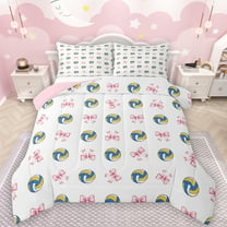 Manfei Volleyball Game Full Size Comforter Sets,Kawaii Bowtie Bowknot Bedding Comforter Set,Kids Ball Sport Bedding Sets For Girl Boy,Super Cozy Room Decor Reversible,3pcs