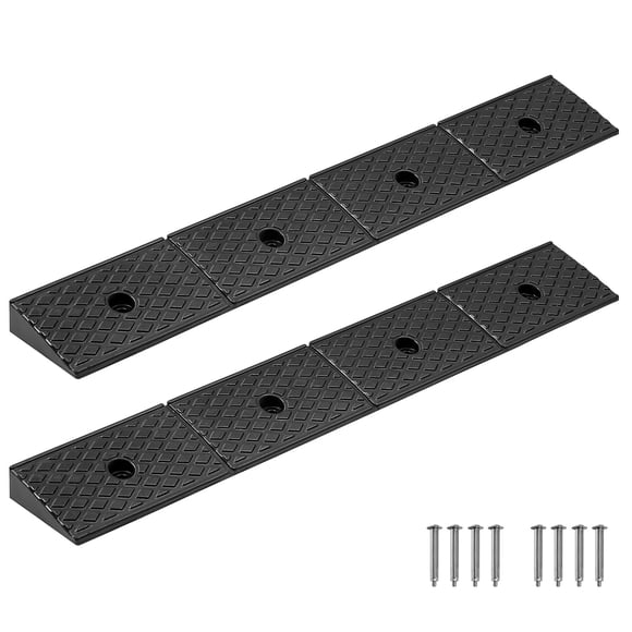 VEVOR Rubber Curb Ramp, 33069 lbs Load Capacity, 2 Inches Rise Height Heavy Duty Rubber Threshold Ramp with Drainage Tank for Wheelchairs, Strollers, Motorcycles, Cars, Lawn Mowers & Trailers, 2 Pack