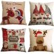 thumbnail image 1 of Funda de almohada, juego de 4, algodón y lino, estampado navideño de alce, Papá Noel, muñeco de nieve y enano, funda de cojín cuadrada de 45 x 45 cm, 1 of 4