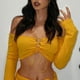 thumbnail image 1 of Traje Mujeres Crop Top Mini Falda Traje Fruncido Y2K Mini Bodycon Falda Conjunto Moda Trajes Kuymtek para Mujer Amarillo T M, 1 of 9