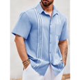 thumbnail image 2 of Summer Men Shirt Guayabera Short Sleeved Button Up Beach Shirt, 2 of 6