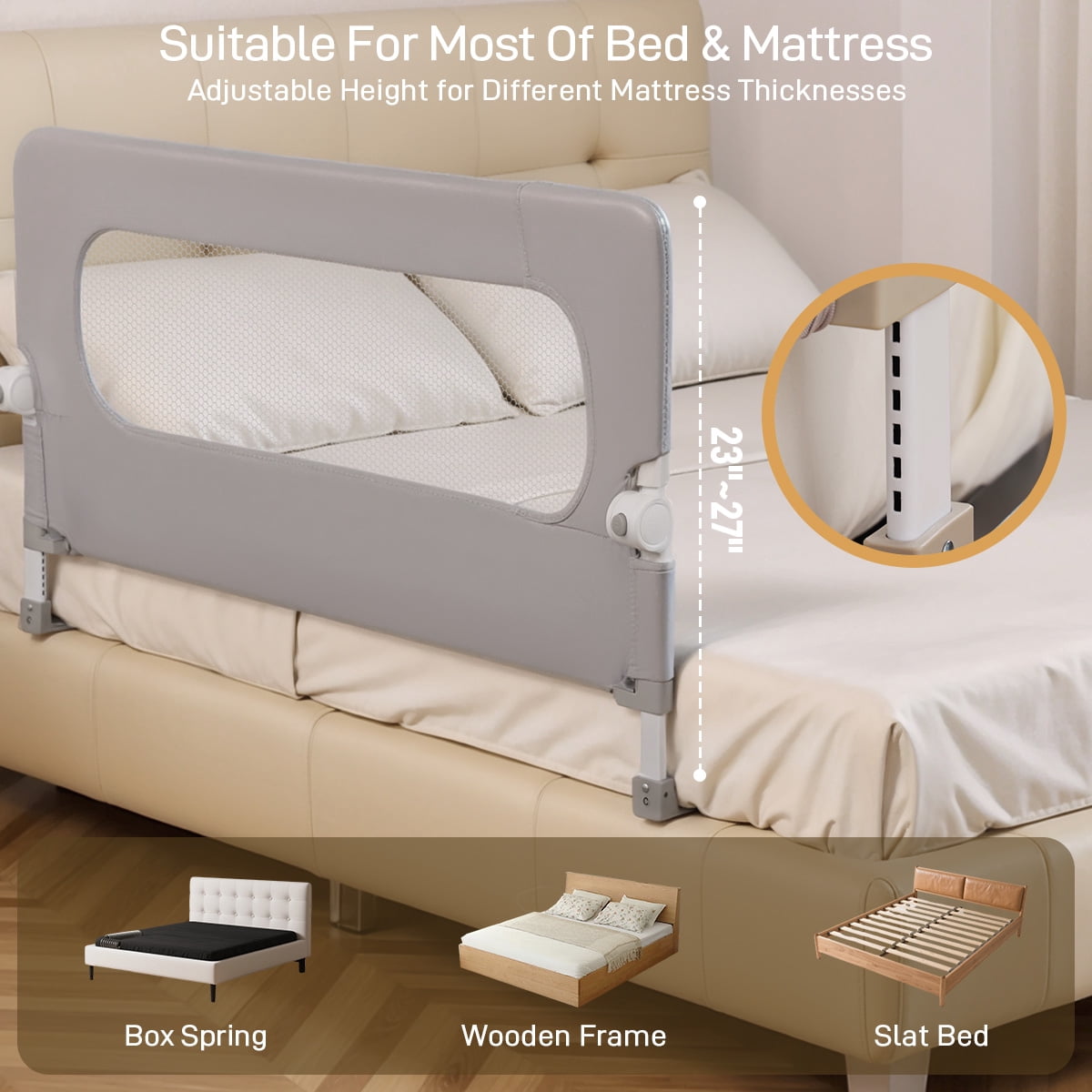 Bed Rail for Toddlers, Caveen 47" Toddler Bed Rails, Bed Rail Guard for Kids, Twin, Full, Queen Bed