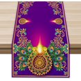 thumbnail image 1 of czcpp-Linen Diwali Table Runner Diwali Tablecloth Diwali Decor Indian Diwali Home Kitchen Dining Room Table Decorations and Supplies for Home 13x72 Inch, 1 of 4