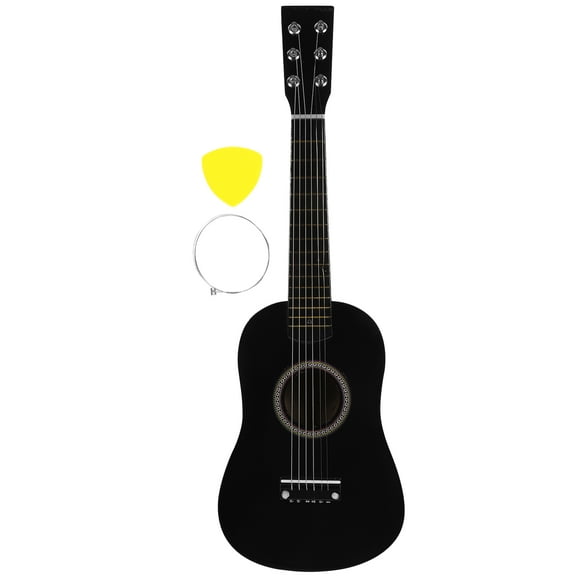 Guitarra acústica folk de 23 pulgadas, instrumento musical mini para niños principiantes amantes de la música (negro)