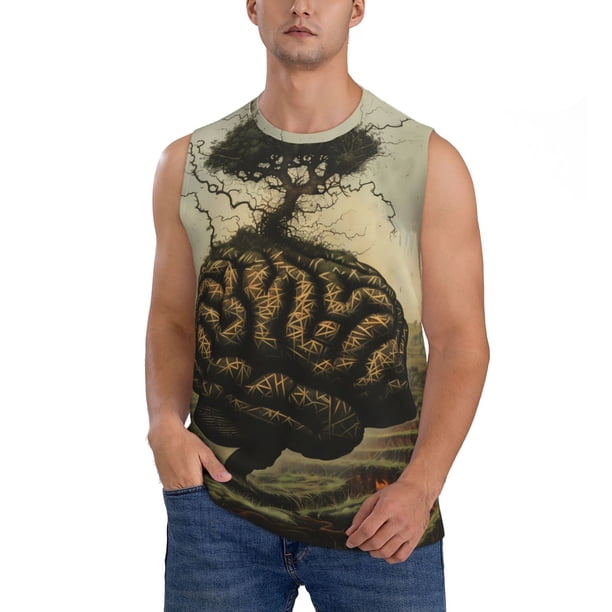 Balery Surreal Brain Tree Camisetas sin mangas para hombre, absorbe la humedad y protege contra el mal olor.-XX-Large