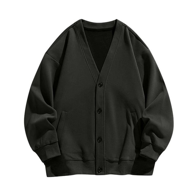 WRKEKC Men's Cardigan Sweater Solid Color Fall Winter Single-Breasted Buttoned Casual Knit Jacket Long Sleeve Outerwear for Layering