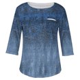 thumbnail image 4 of ZKIRBJV Plus Size T Shirts for Women Dressy Casual Cute Tees Shirt 3/4 Length Sleeve Crew Neck Ethnic Floral Print Blouses Summer Casual Tunics Blouses Royal Blue 3XL, 4 of 5