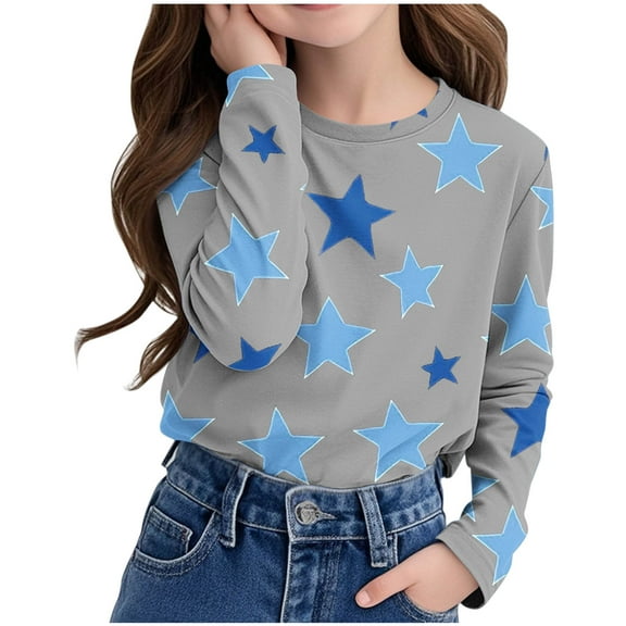 Bnwani Long Sleeve Toddler Shirts Boys Crew Neck Casual Cute Printed Tops 3-4t
