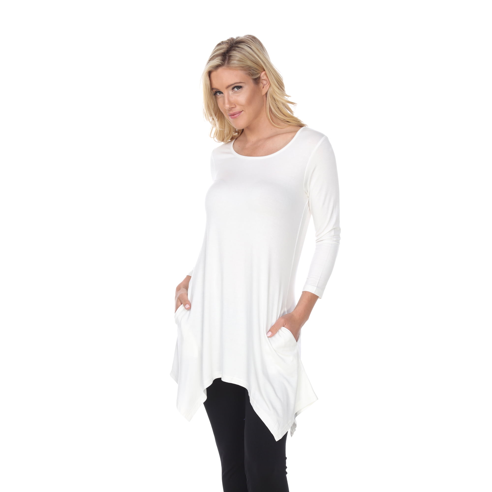 White Mark Women's Solid Color Tunic Top