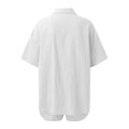thumbnail image 6 of vigerkar Womens Linen Cotton Summer Casual 2 Piece Outfits Short Sleeve Button Down Shirts Drawstring Shorts Lounge sets White, L, 6 of 6