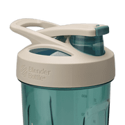 BlenderBottle Strada Shaker Bottle, 28 oz, Tritan Plastic, Leakproof Flip Cap, Wire Whisk Ball, BPA-Free, Green/Tan