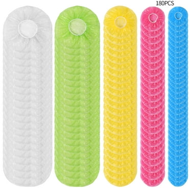 Topekada 5 Size Bowl Covers Reusable, 180Pcs Plastic Bowl Covers, Elastic 5 Translucent Stretchable Sizes and Colorful Dish Plate Covers for Family Outside Picnic Leftovers