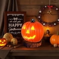 thumbnail image 6 of Spooky Halloween Pumpkin Resin Statue, Single Jack-O'-Lantern Tabletop Ornament, Novelty Holiday Decor Piece, Nice Gift for Halloween House Theme Party Gathering, 6 of 7