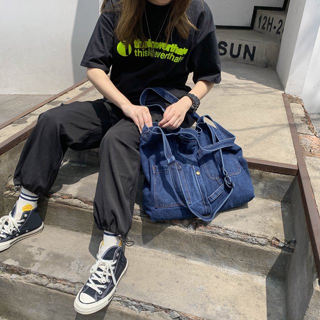 Bolso cruzados casuales de mensajero de moda de mezclilla de mano de gran capacidad
