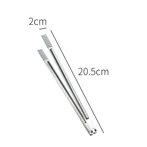 Hariumiu Portable Stainless Steel Kitchen Barbecue BBQ Meat Tongs Salad Steak Food Clip-8Inch