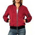 thumbnail image 6 of QQNHM Womens Corduroy Bomber Jacket Full Zipper Long Sleeve Lightweight Coat Fall Casual Baseball Outerwear, 6 of 6
