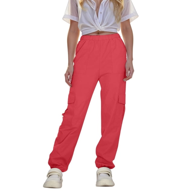 Slim Ankle-Binding Work Pants for Kids, Solid Color Casual Sports Pants with Pockets, Spring Summer Lightweight Cotton-Polyester Blend, Deep Blue, Size 120 cm